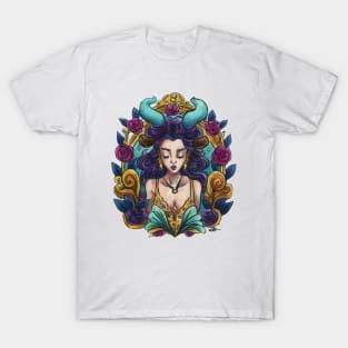 Zodiac Sign Taurus Art Deco Watercolour T-Shirt